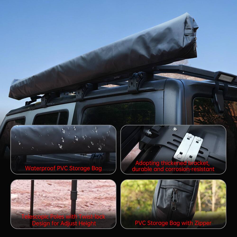 - Waterproof PVC Storage Bag
- Adopting thickened bracket, durable and corrosion-resistant
- Telescopic Poles with Twist-lock Design for Adjust Height
- PVC Storage Bag with Zipper