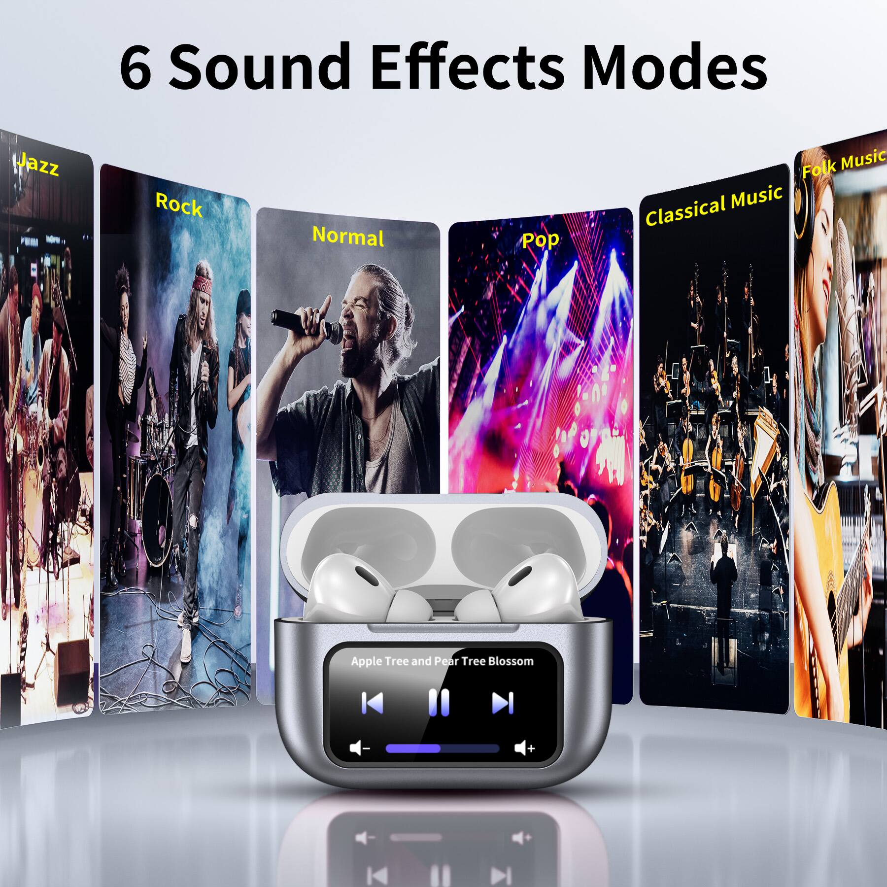 6 Sound Effects Modes

- Jazz
- Rock
- Normal
- Pop
- Classical Music
- Folk Music

Apple Tree and Pear Tree Blossom