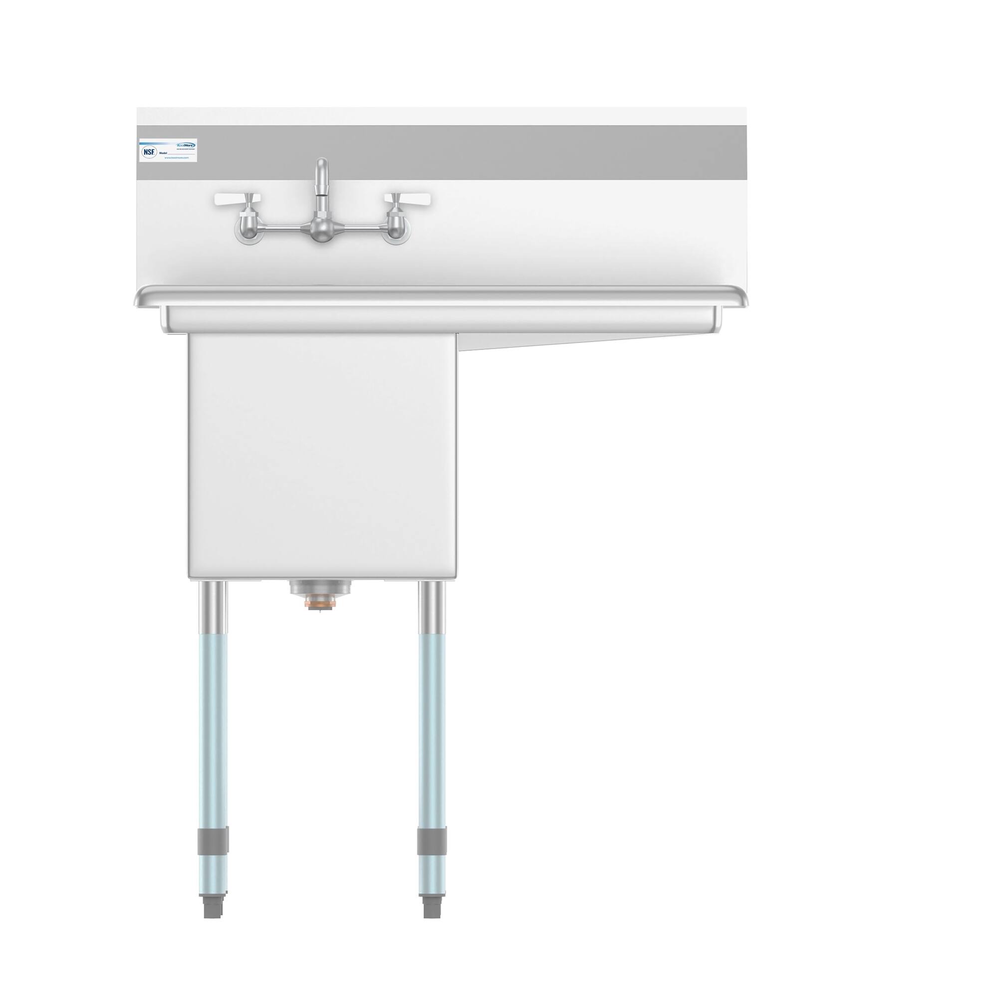 Alt View 4. Koolmore - 33 in. One Compartment Stainless Steel  Sink with Drainboard, Bowl Size 15"x 15"x 12" SA151512-15R3FA. - Stainless Steel.