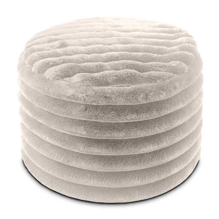 Front. Jaxx - Jaxx Paran Accent Pouf - Fluffy Faux Fur Ottoman for Modern Interior Design, Regular, Grey - Plush Fur Grey.