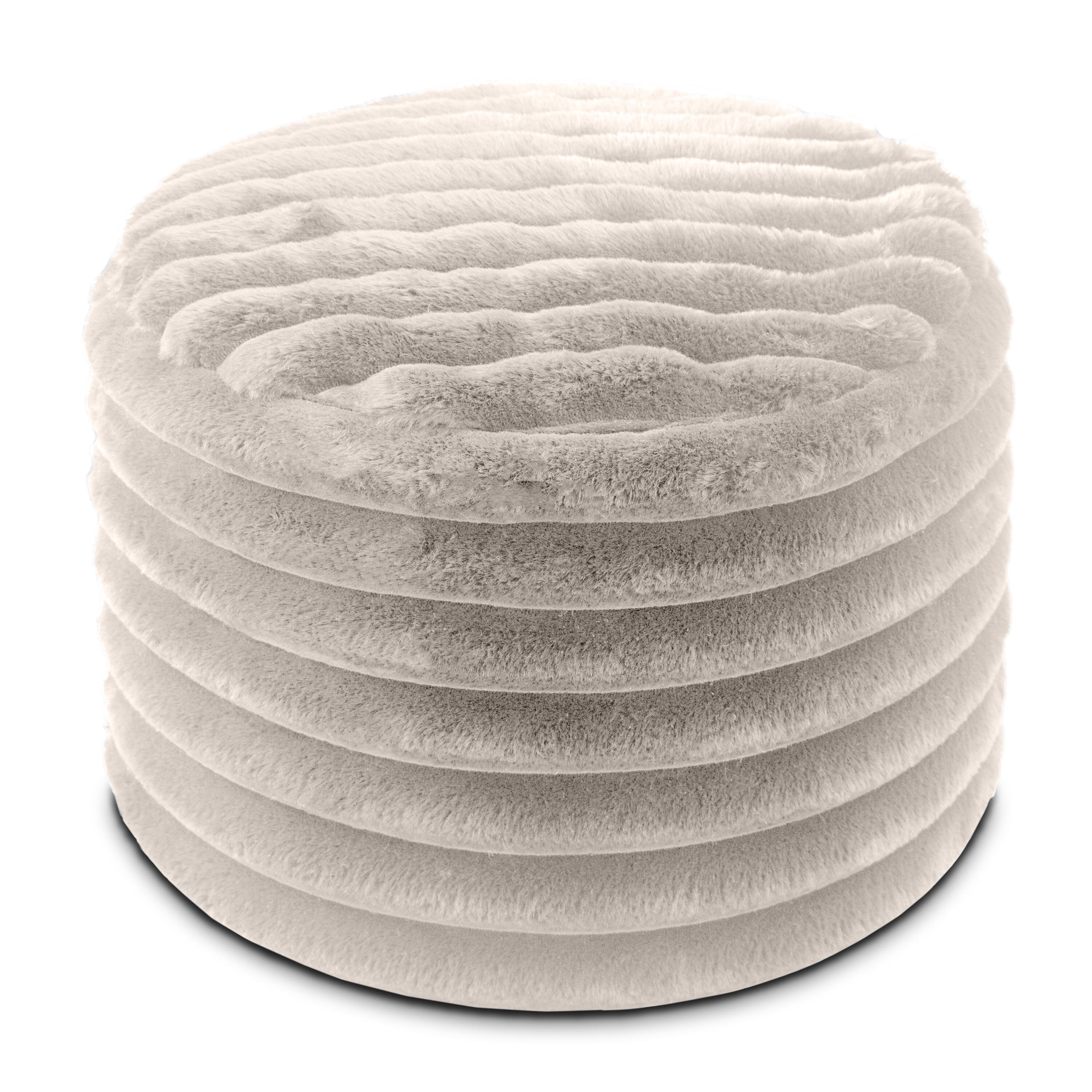 Front. Jaxx - Jaxx Paran Accent Pouf - Fluffy Faux Fur Ottoman for Modern Interior Design, Regular, Grey - Plush Fur Grey.