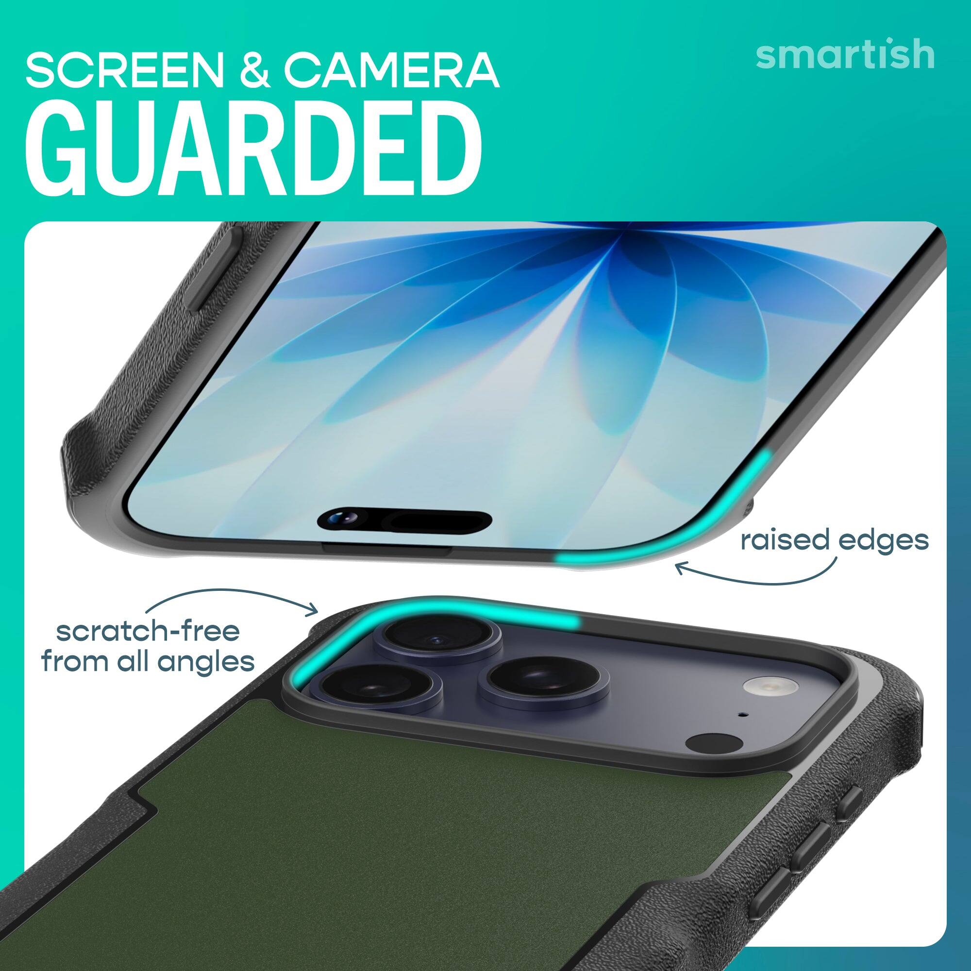 SCREEN & CAMERA GUARDED

smartish

raised edges

scratch-free from all angles