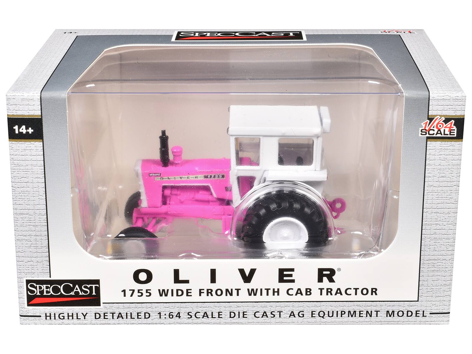 SPECCAST  
ACKET  
14+  
1/64 SCALE  
OLIVER SPECCAST 1755 WIDE FRONT WITH CAB TRACTOR  
HIGHLY DETAILED 1:64 SCALE DIE CAST AG EQUIPMENT MODEL
