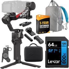 DJI - RS 4 Combo 3-Axis Gimbal Stabilizer Bundle with 64GB Warranty and Backpack