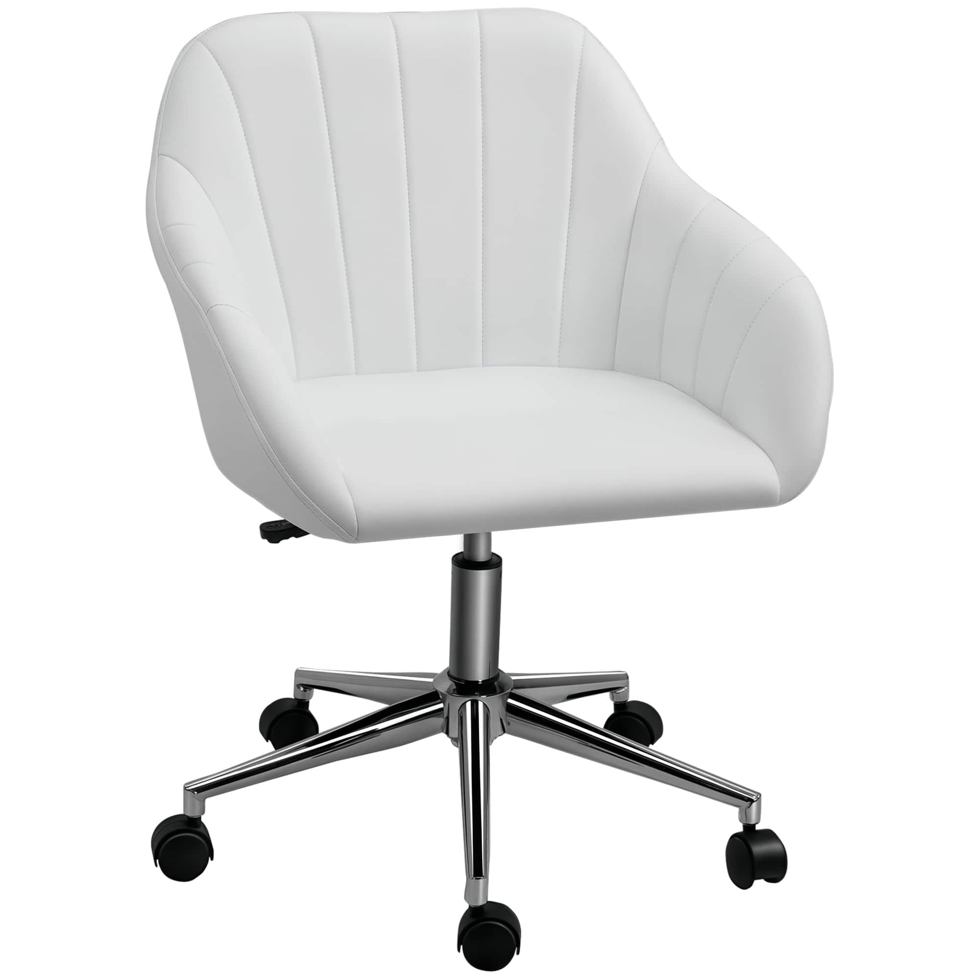 Vinsetto - Back Home Office Chair Computer Desk Chair with PU Leather, Adjustable Height - White