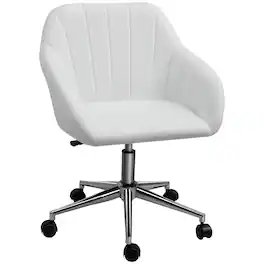 Vinsetto - Back Home Office Chair Computer Desk Chair with PU Leather, Adjustable Height - White