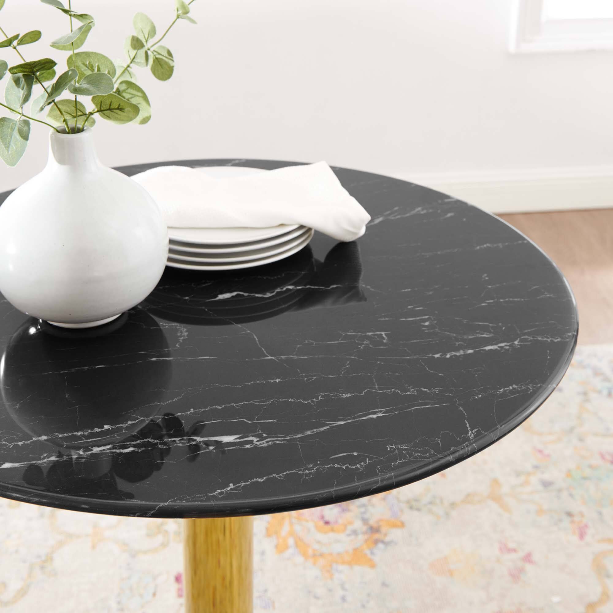 Back. Modway - Verne 28" Artificial Marble Dining Table by Modway - Gold Black.