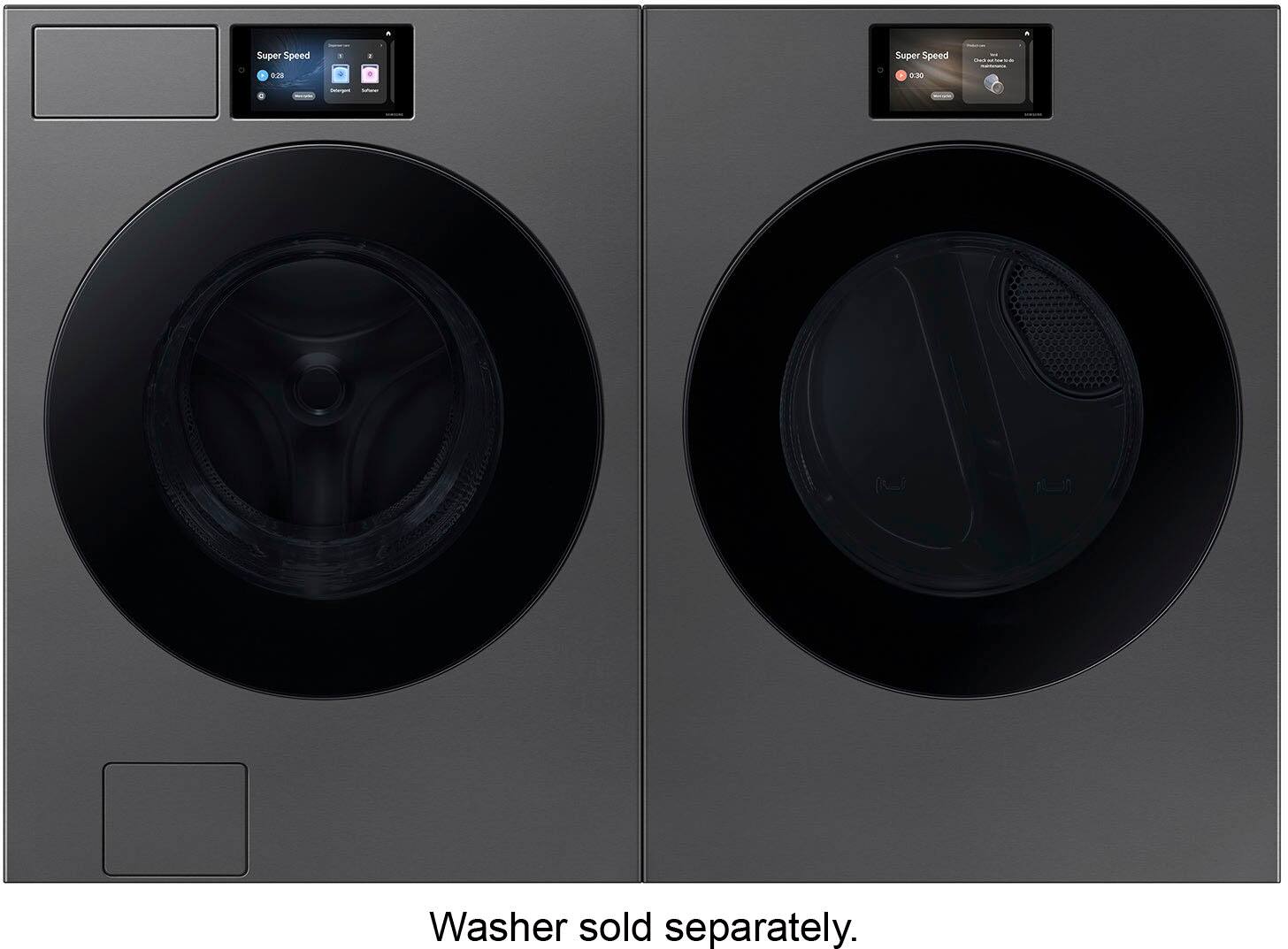 The text on the image reads "Washer sold separately."