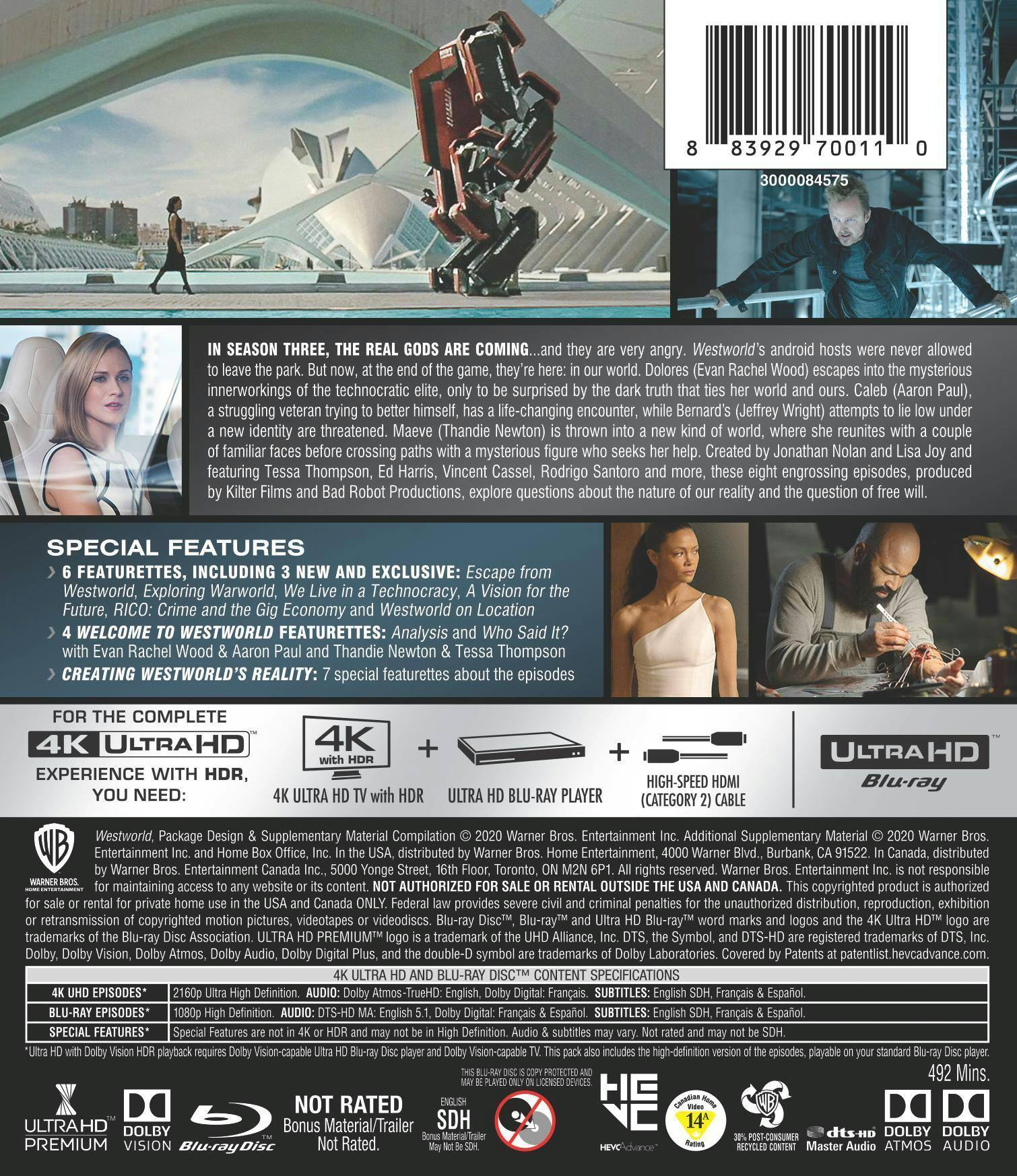 Back. Westworld: Season Three: The New World   - 4K Blu-Ray.