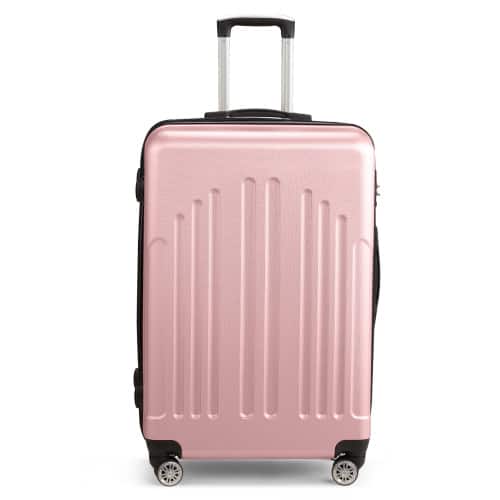 Winado - 28" Checked Luggage Trolley Case ABS Hardside Large Suitcase with Double Spinner Wheels & TSA Lock for Travel Business - Pink
