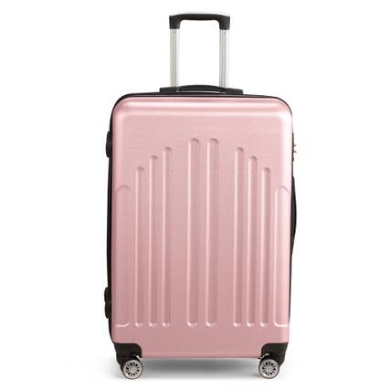 Front. Winado - 28" Checked Luggage Trolley Case ABS Hardside Large Suitcase with Double Spinner Wheels & TSA Lock for Travel Business - Pink.