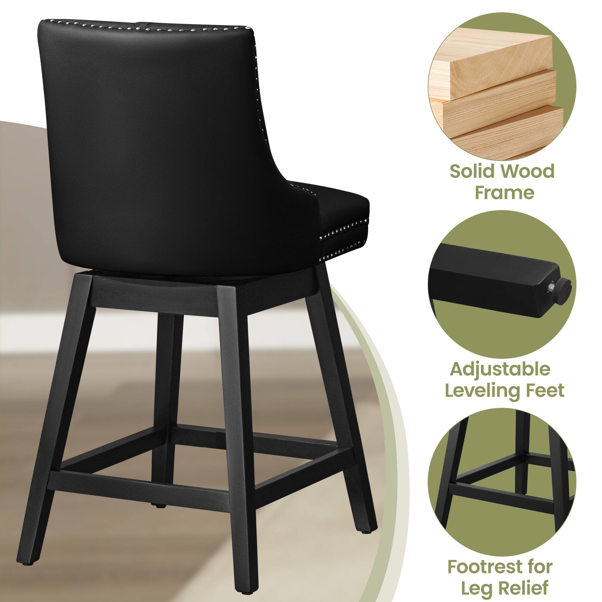 Solid Wood Frame Adjustable Leveling Feet Footrest for Leg Relief