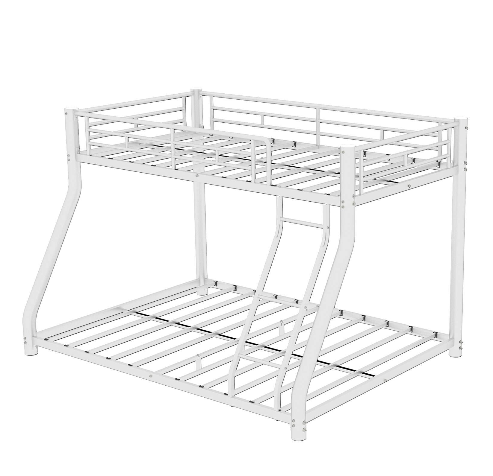 Alt View 8. Loheer - Loheer Sturdy White Metal Twin Over Full Bunk Bed Space Saving Frame - White.