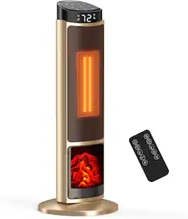 AOITUN - Space Heater for Indoor Use, 1500W Portable Electric Heater with Remote, 7 Flame Lights, 70° Oscillation, 12H Timer