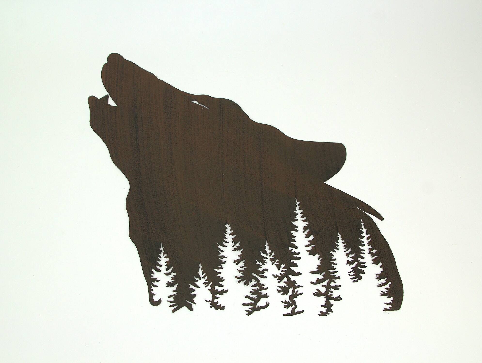 Alt View 2. Mayrich Company - Brown Wolf Laser Cut Metal Wall Art Hanging Forest Room Decor Lodge Decoration - Brown.