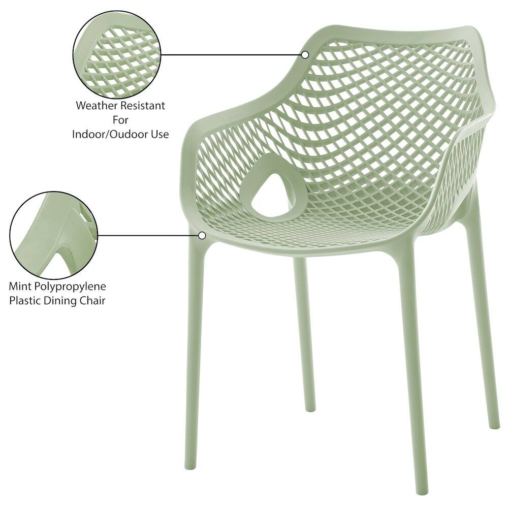 Weather Resistant  
For Indoor/Outdoor Use  

Mint Polypropylene Plastic Dining Chair