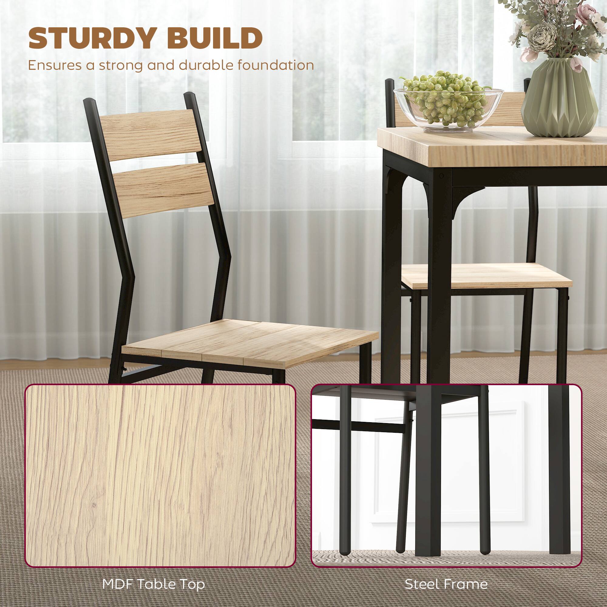 STURDY BUILD  
Ensures a strong and durable foundation  

MDF Table Top  
Steel Frame
