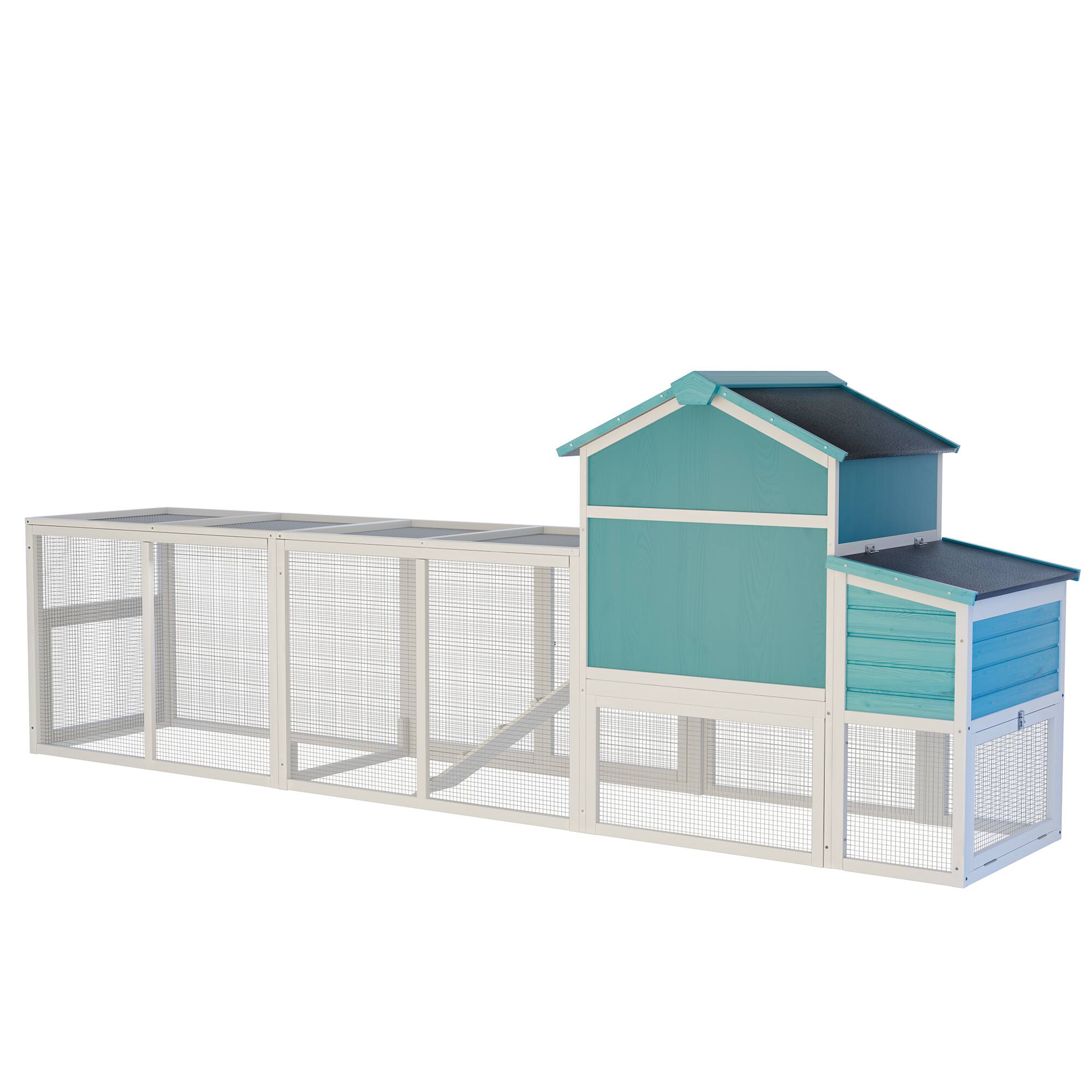 Left. APRILSOUL - Wooden Chicken Coop for Easy Cleanin Large Outdoor Poultry Cage for Chickens Ducks and Small Animals.