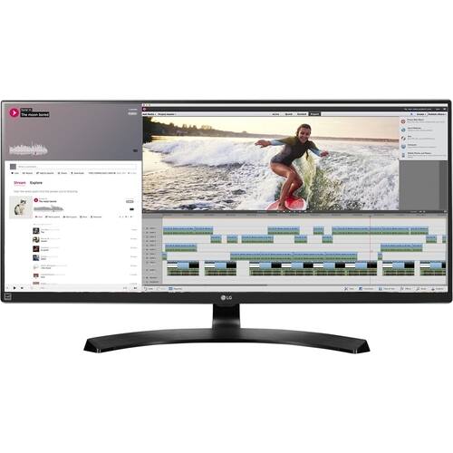 LG - 34UM88C-P 34" IPS LED HD 21:9 UltraWide FreeSync Monitor - Black/Gray - Larger Front