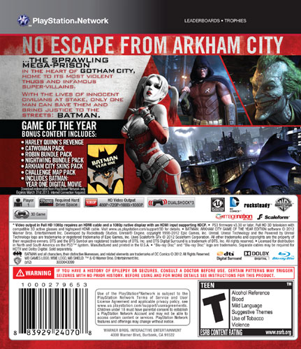 Best Buy: Batman: Arkham City Game of the Year Edition PlayStation 3  1000279653