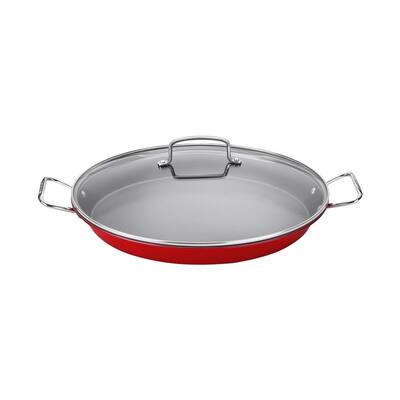 Cuisinart - 15" Paella Pan With Glass Lid - Red