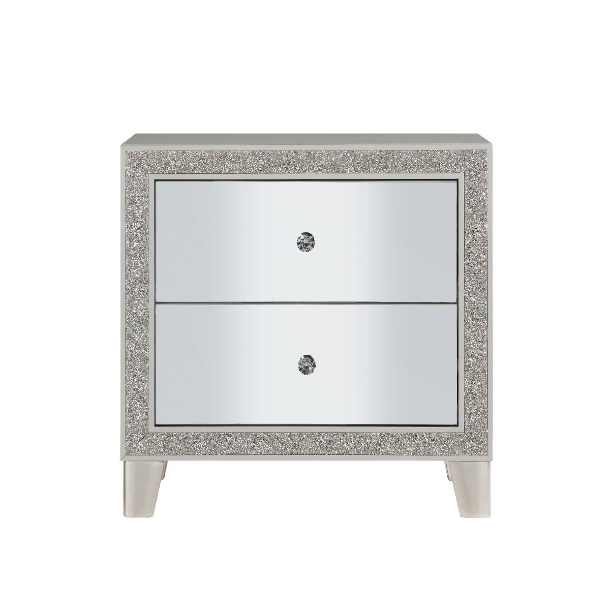 Alt View 1. Loheer - Loheer Champagne Mirrored Nightstand with Two Drawers, 26-Inch Bedside Table - Champagne.