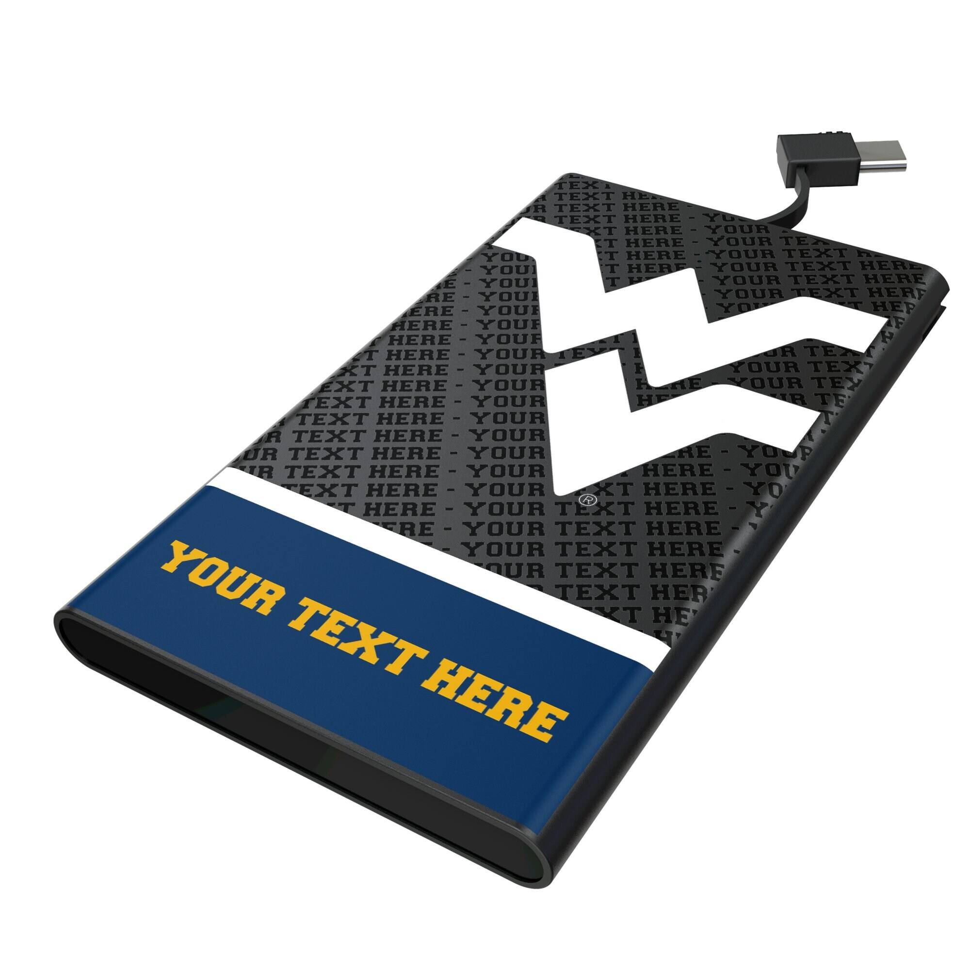 Keyscaper - West Virginia Mountaineers Personalized Endzone Plus 5000mAh Flat Powerbank - Black