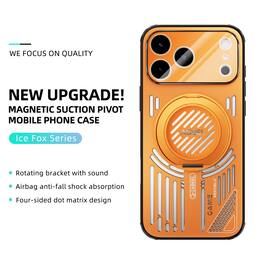 Dteck - Magnetic Case for Apple iPhone 17 Pro Max with Ring Stand, Heat Dissipation Shockproof Cover Built in Lens Protector - Orange