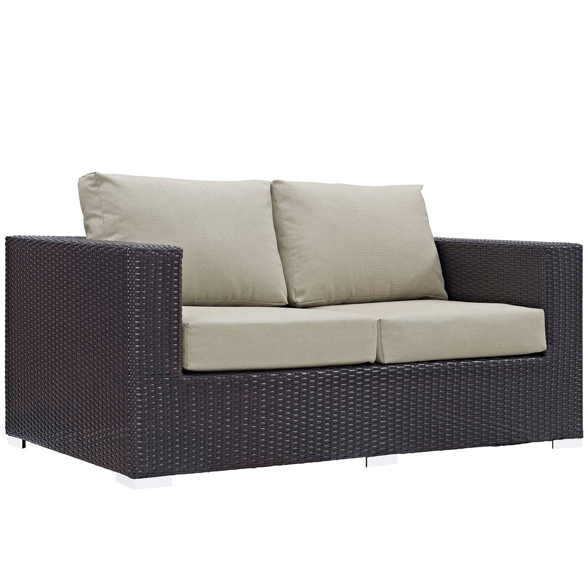 Back. Modway - Convene 8-Piece Outdoor Patio Sectional Sofa Set - Espresso Beige.