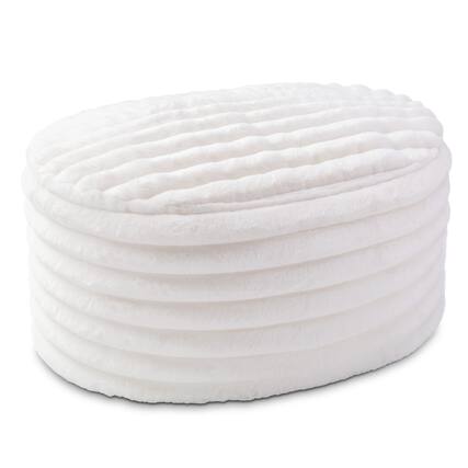 Front. Jaxx - Jaxx Paran Accent Pouf - Fluffy Faux Fur Ottoman for Modern Interior Design, Large, Ivory - Plush Fur Ivory.
