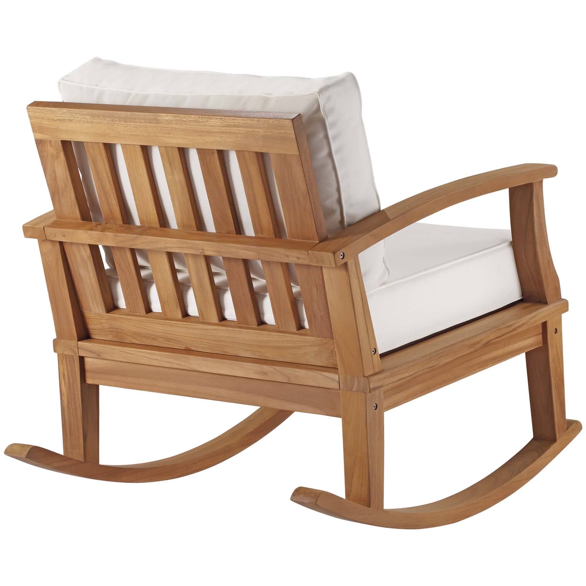Alt View 1. Modway - Marina Outdoor Patio Teak Rocking Chair by Modway - Natural White.