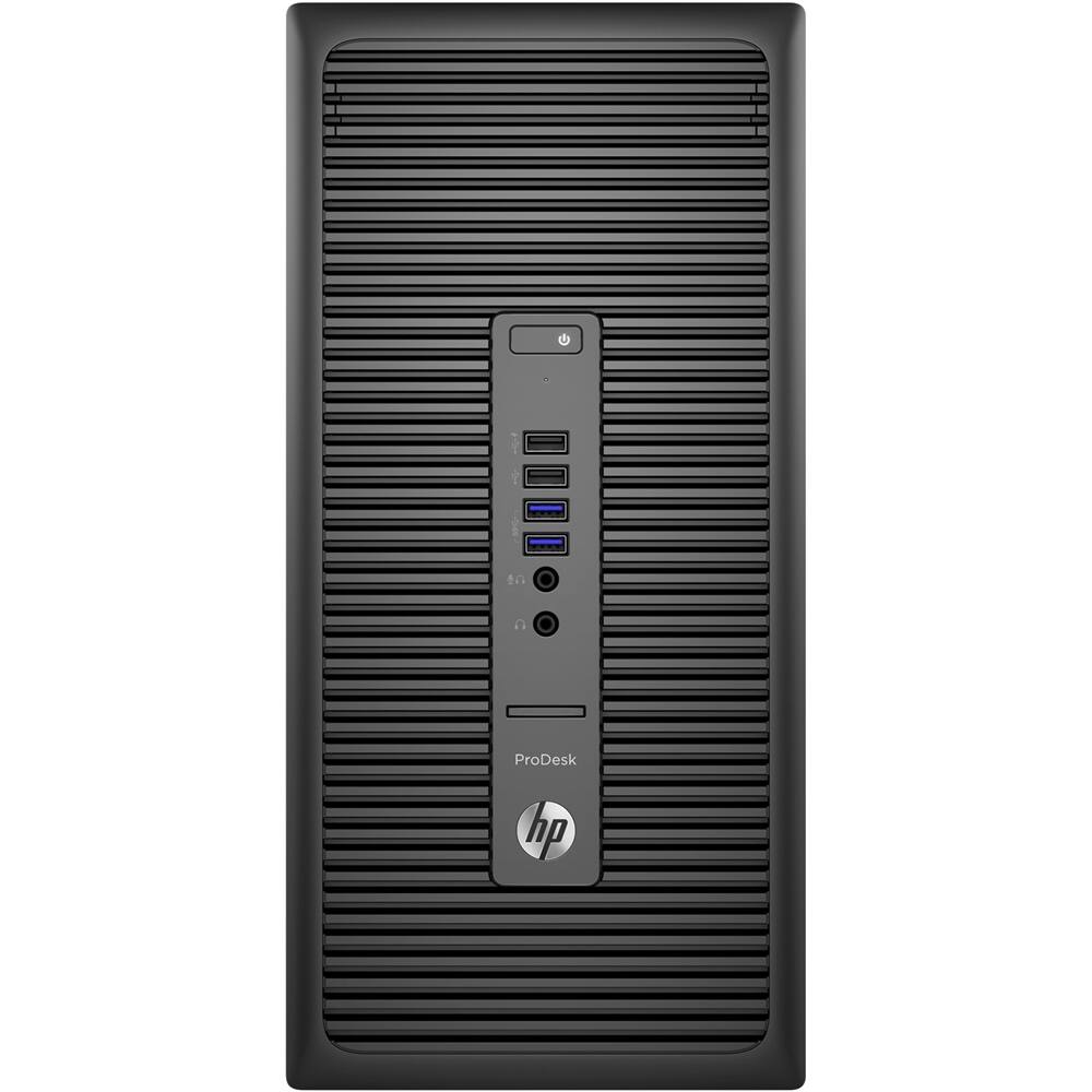 Front. HP - ProDesk Desktop - Intel Core i7 - 4GB Memory - 1TB Hard Drive - Black.