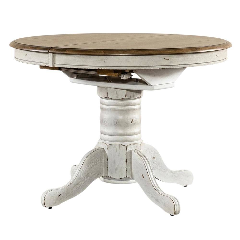 Left. Starlight Canyon Home - Starlight Canyon Home Pedestal Table, Pedestal Base, Quality Build - White - White W/ Antique Honey Top.
