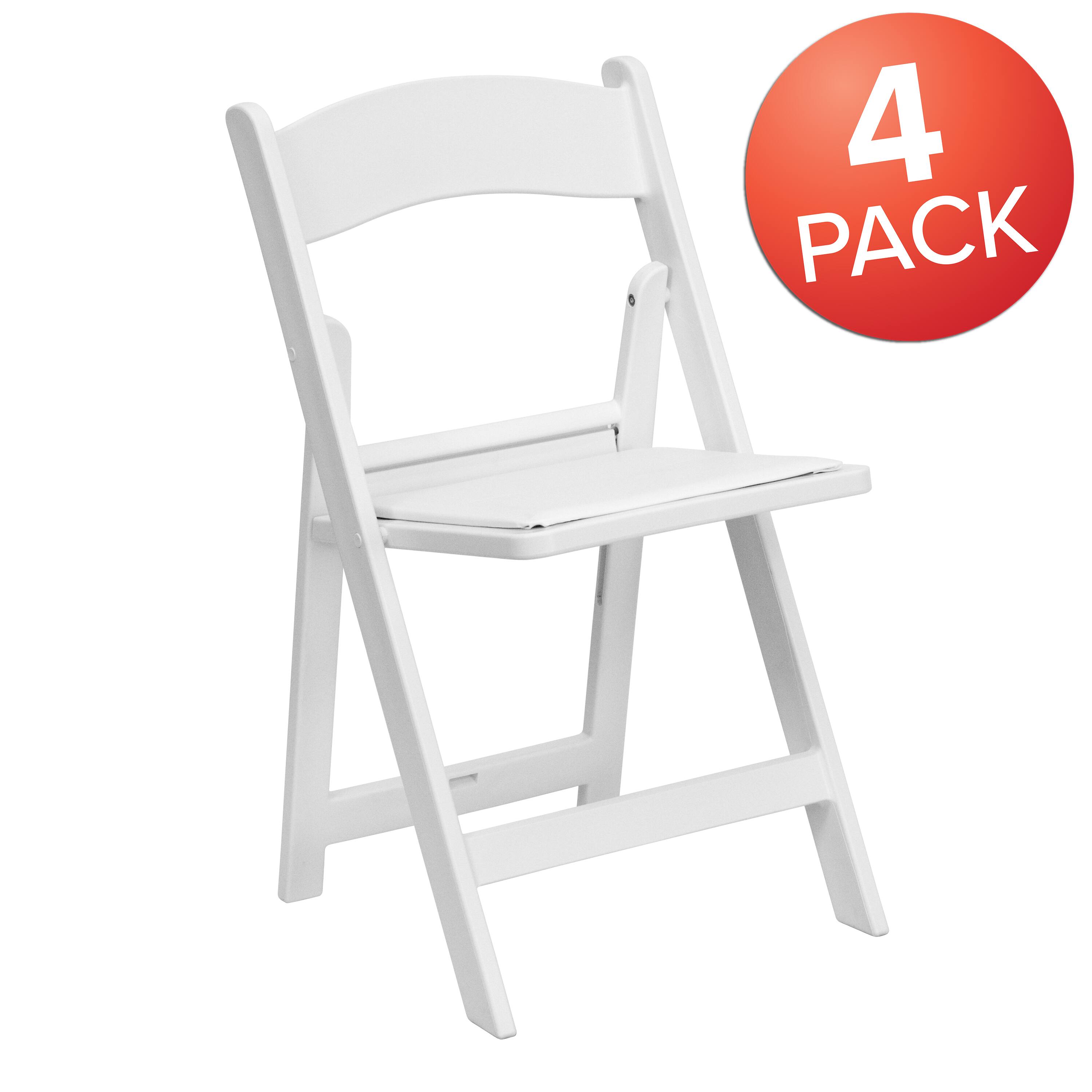 Alt View 1. Emma + Oliver - Set of 4 800 lb Weight Capacity Indoor/Outdoor Resin Folding Chairs - White.