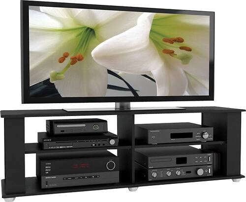 Angle. CorLiving - Fillmore Black Wooden TV Stand, for TVs up to 75" - Ravenwood Black.