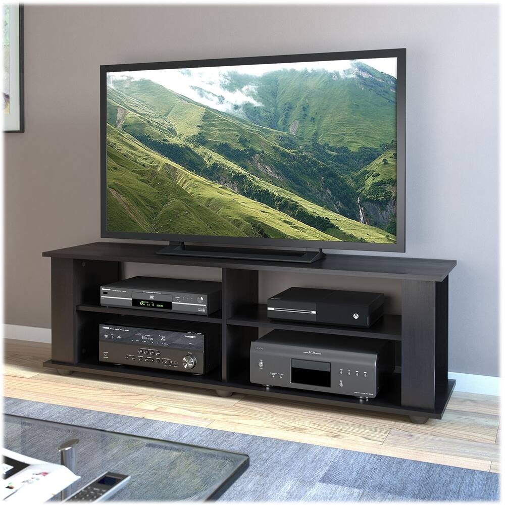 Alt View 11. CorLiving - Fillmore Black Wooden TV Stand, for TVs up to 75" - Ravenwood Black.