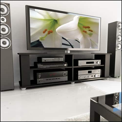 Alt View 1. CorLiving - Fillmore Black Wooden TV Stand, for TVs up to 75" - Ravenwood Black.