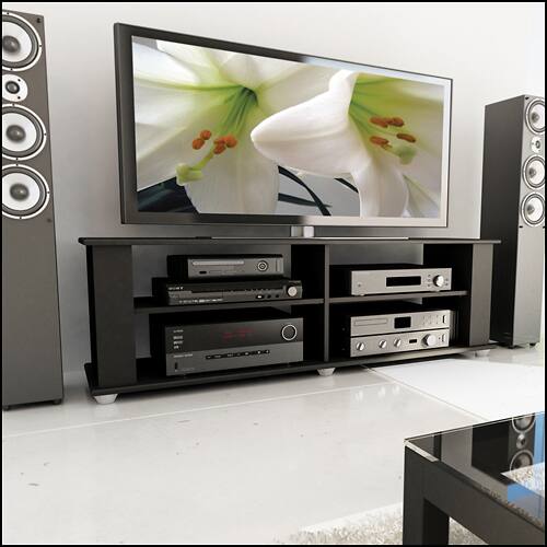 Alt View 1. CorLiving - Fillmore Black Wooden TV Stand, for TVs up to 75" - Ravenwood Black.