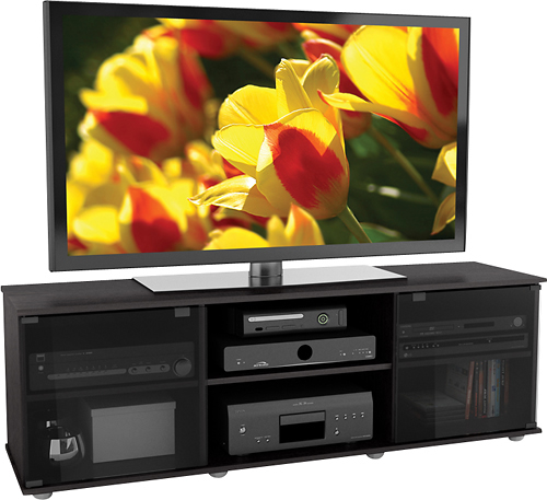 Angle View: CorLiving - Fernbrook TV Stand, for TVs up to 75" - Black Faux Wood Grain