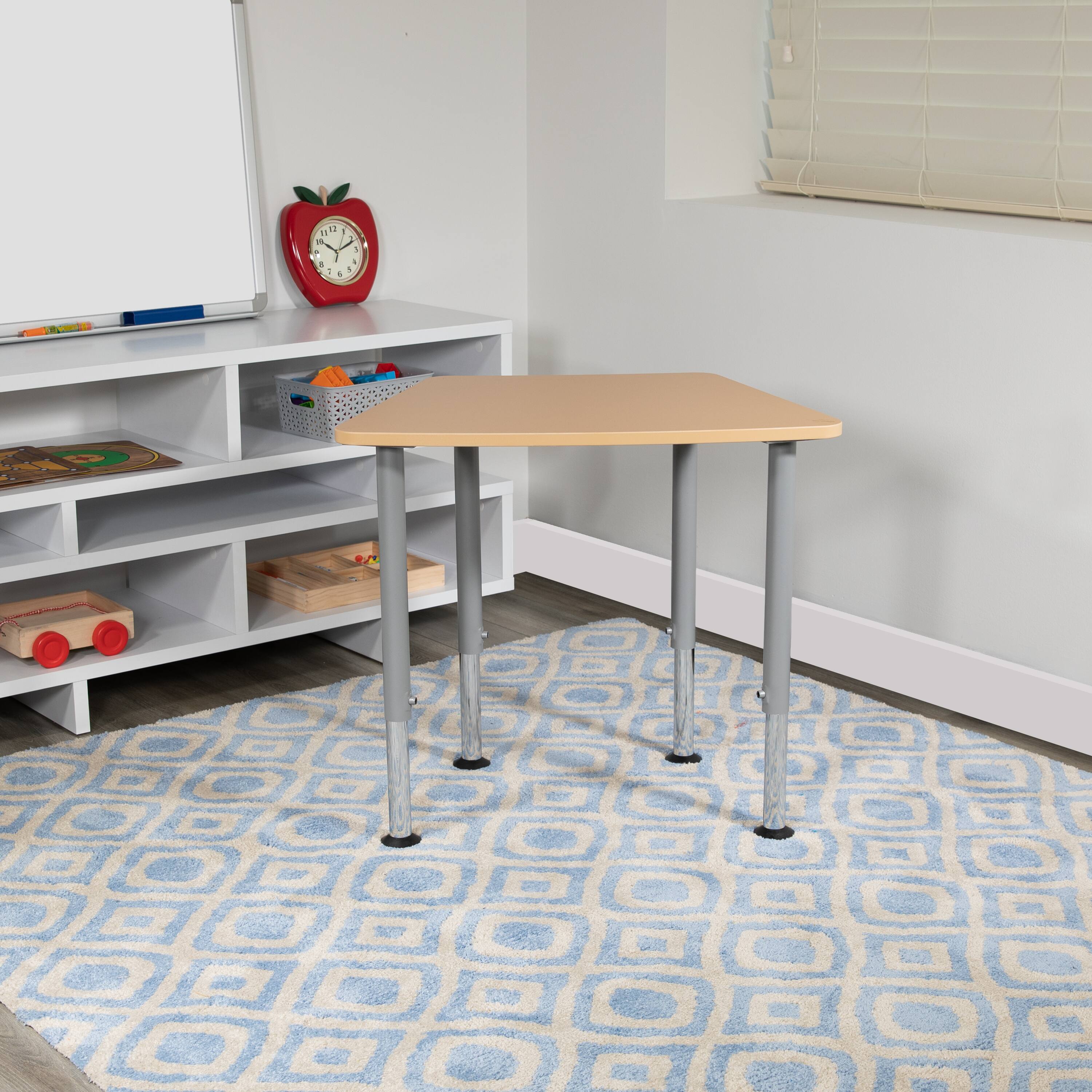 Alt View 1. Emma + Oliver - Hex Collaborative Adjustable Student Desk - Home and Classroom - Natural.