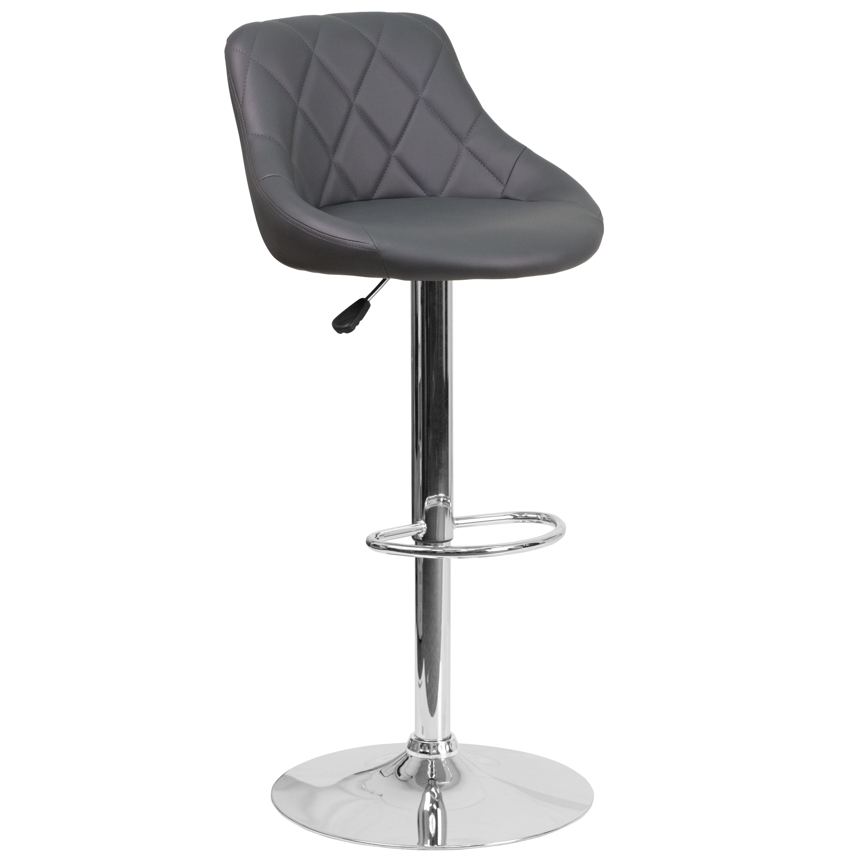Alamont Home - Contemporary Vinyl Bucket Seat Adjustable Height Barstool with Diamond Pattern Back and Chrome Base - Gray price history on PriceWatchPro