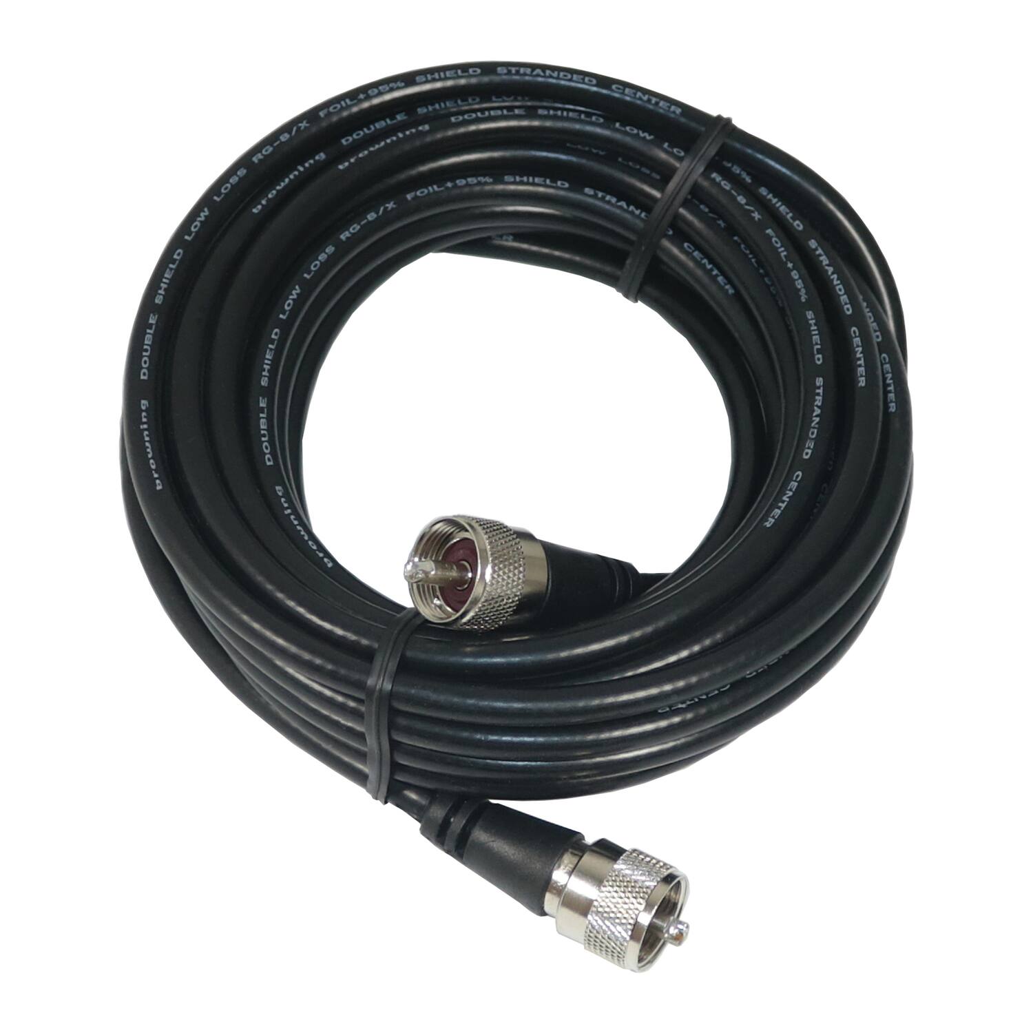 Browning - BR-8X-18 Heavy-Duty CB Antenna Coaxial Cable Assembly with Preinstalled UHF PL-259, 18 Ft - Black