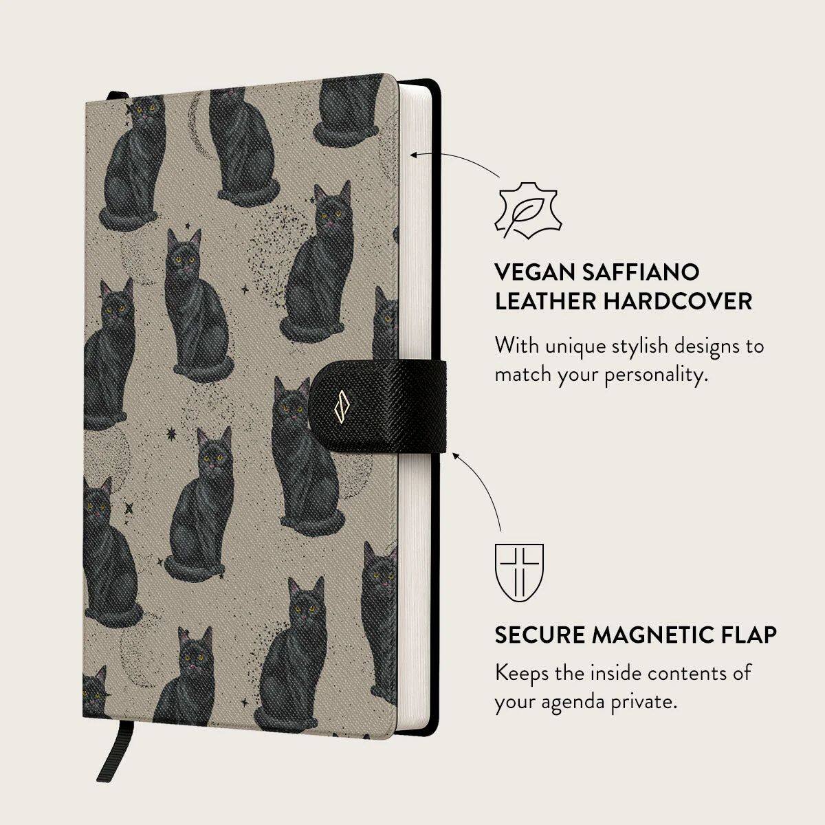 VEGAN SAFFIANO LEATHER HARDCOVER

With unique stylish designs to match your personality.

SECURE MAGNETIC FLAP

Keeps the inside contents of your agenda private.