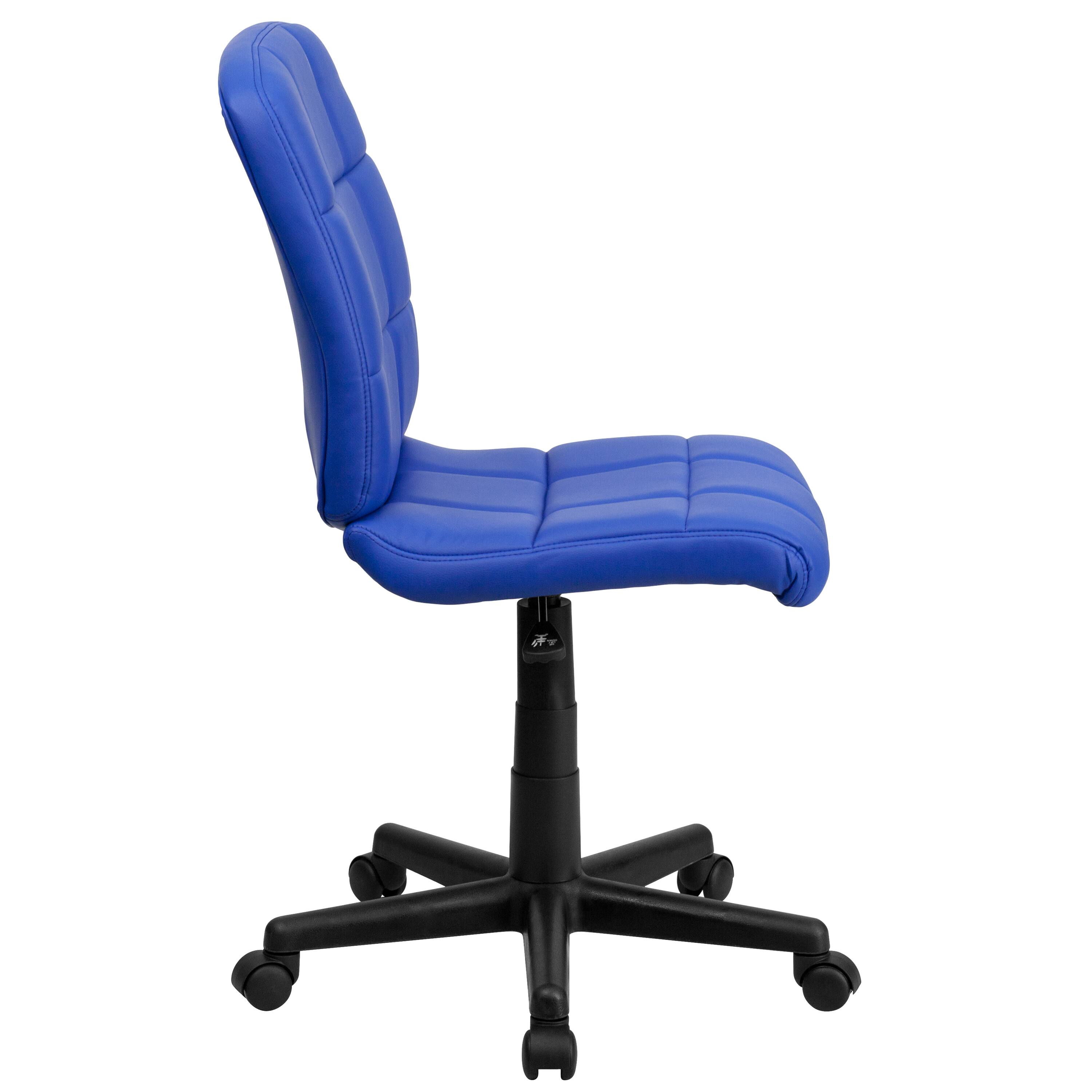 Alt View 6. Emma + Oliver - Mid-Back Quilted Vinyl Swivel Task Office Chair - Blue.
