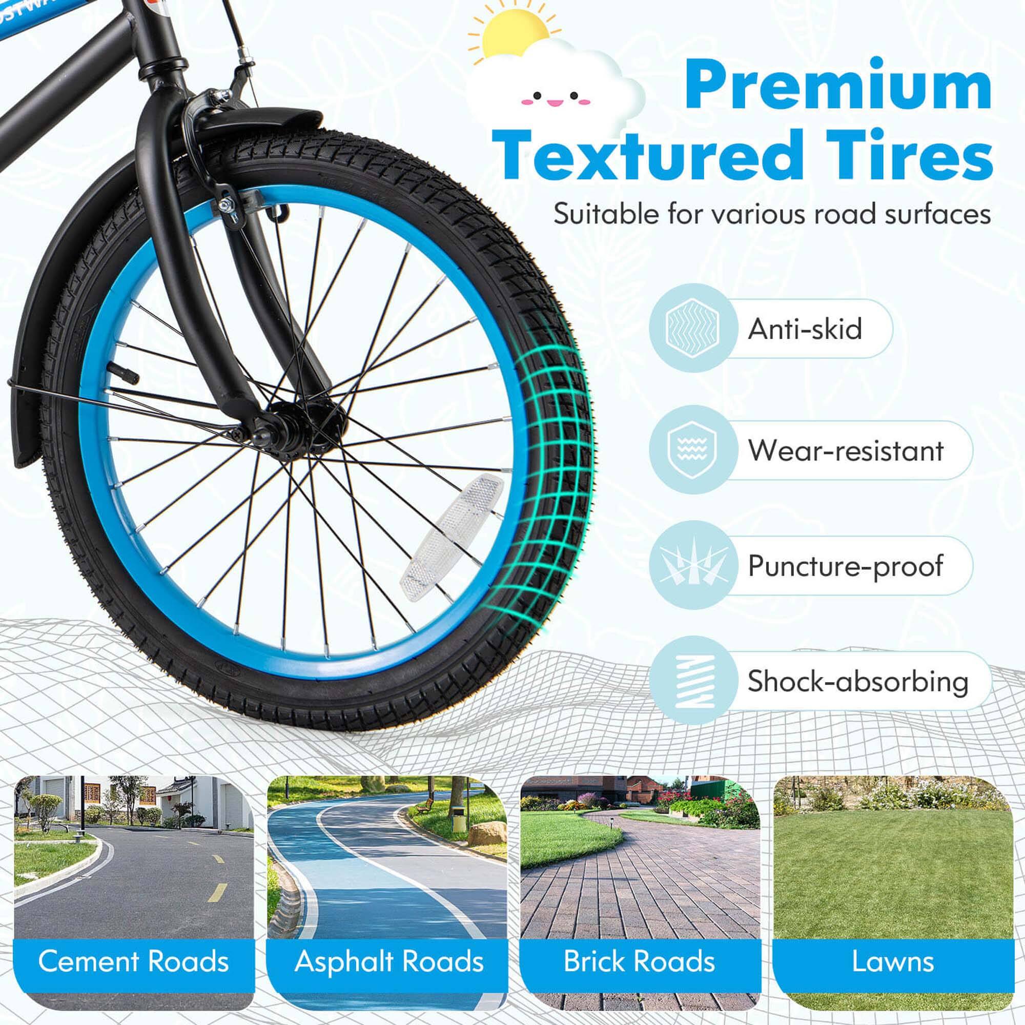 Premium Textured Tires  
Suitable for various road surfaces  

- Anti-skid  
- Wear-resistant  
- Puncture-proof  
- Shock-absorbing  

Cement Roads  
Asphalt Roads  
Brick Roads  
Lawns