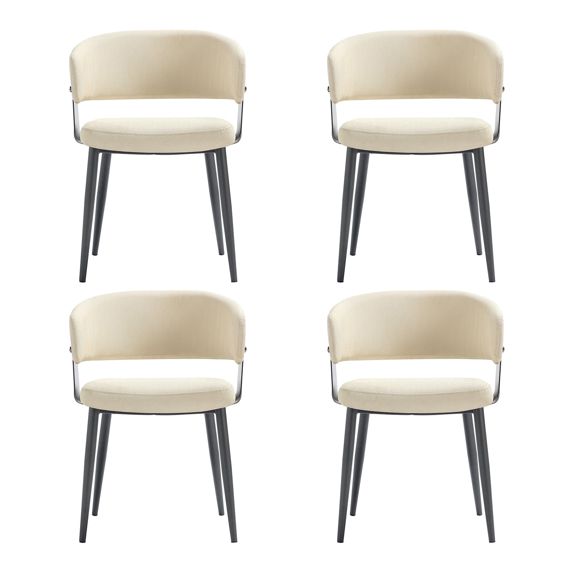 Manhattan Comfort - Luce Modern Metal Textured Vegan Leather Dining Chair - Set of 4 - Sand