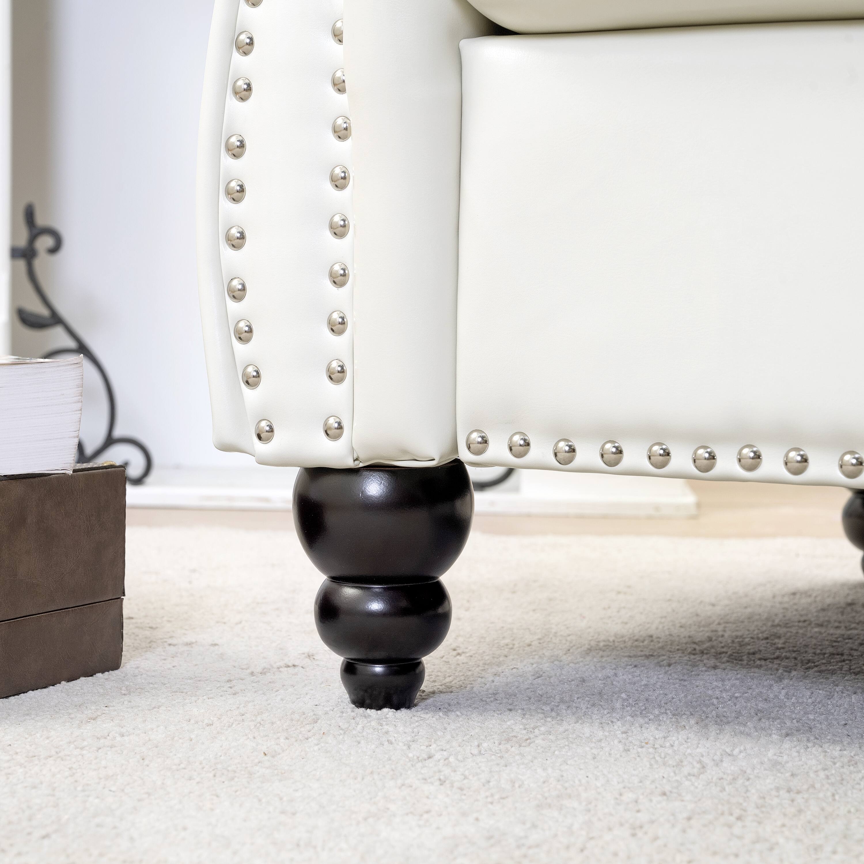 Back. Anysun - Modern Classic PU Leather Sofa Set - Luxurious Comfort & Stylish Durable Design - White.