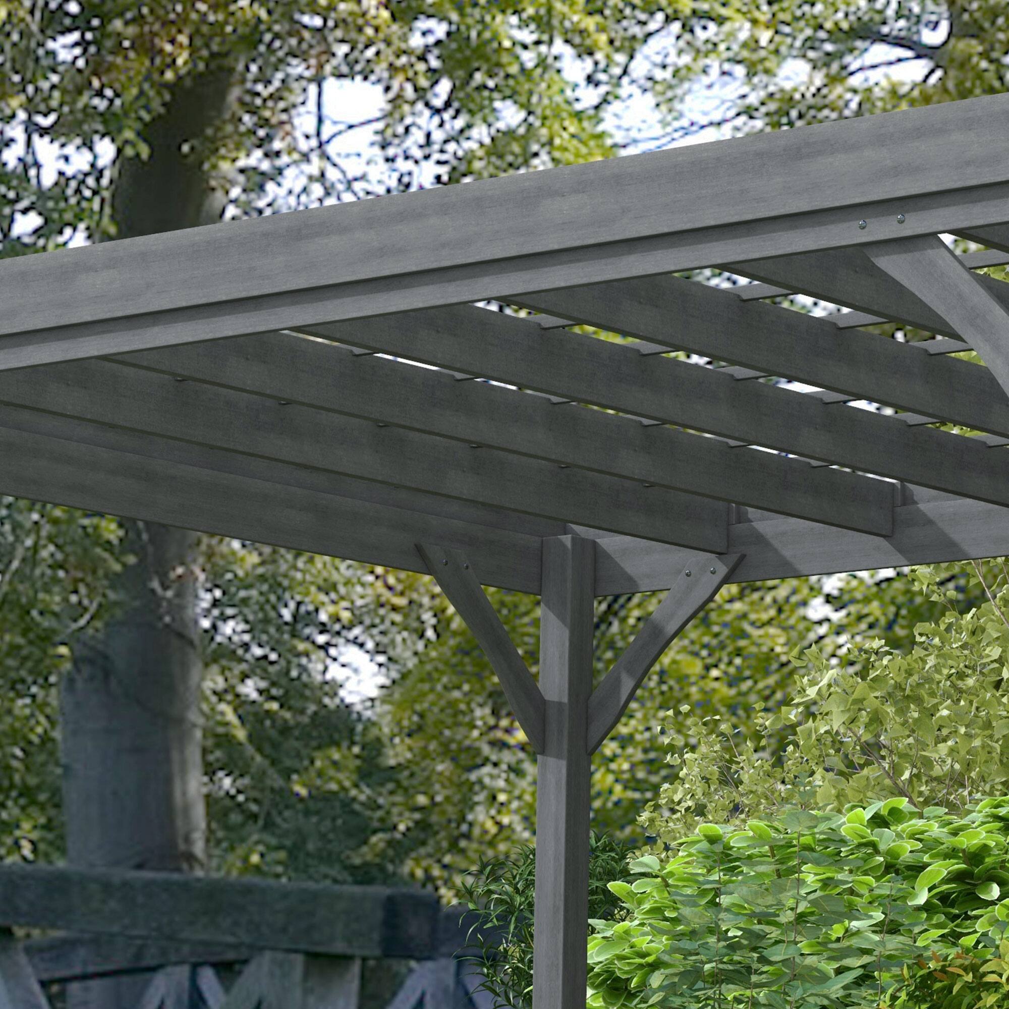 Alt View 5. Outsunny - 10' x 12' Outdoor Pergola, Wood Gazebo Grape Trellis with Concrete Anchors for Climbing Plant Support - Gray.