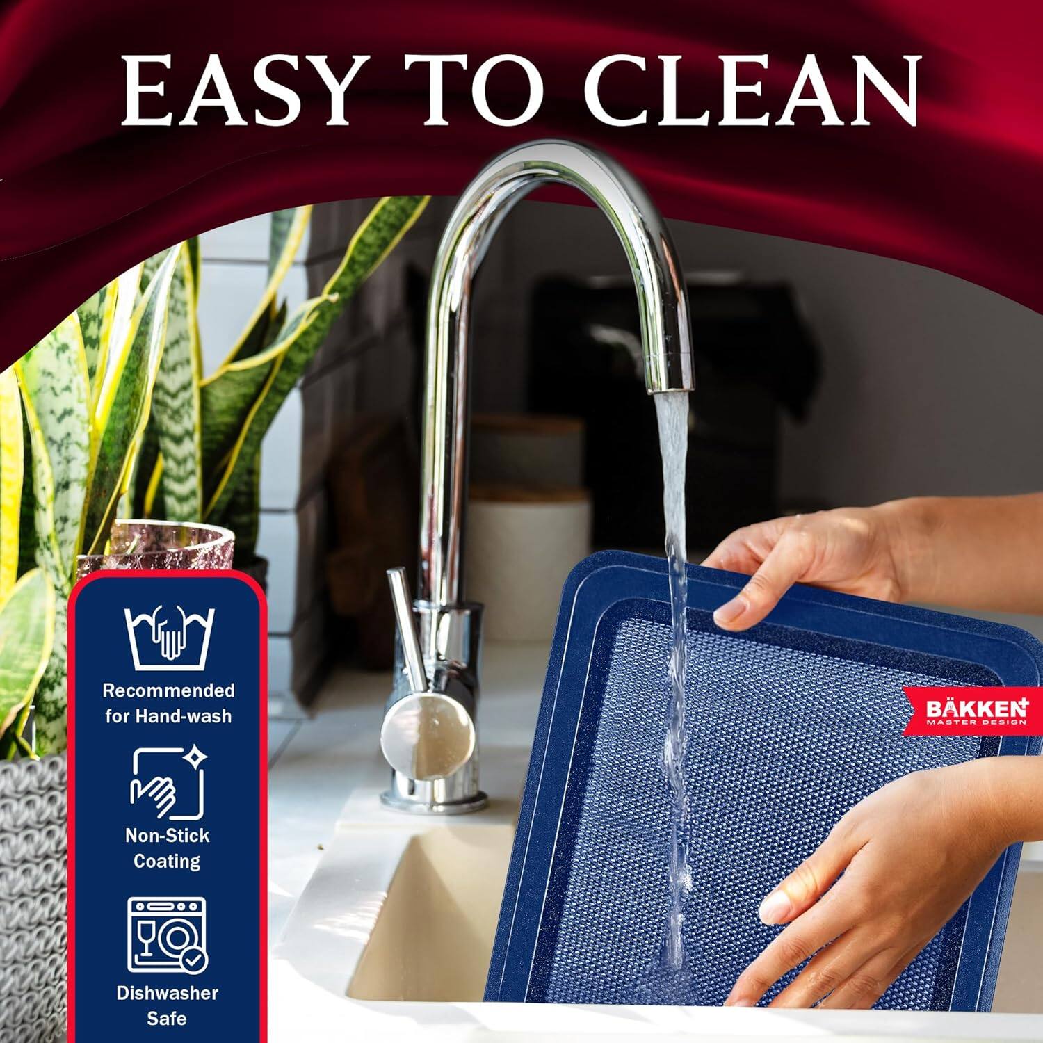 EASY TO CLEAN Recommended for Hand-wash Non-Stick Coating Dishwasher Safe BKKEN MASTER DESIGN