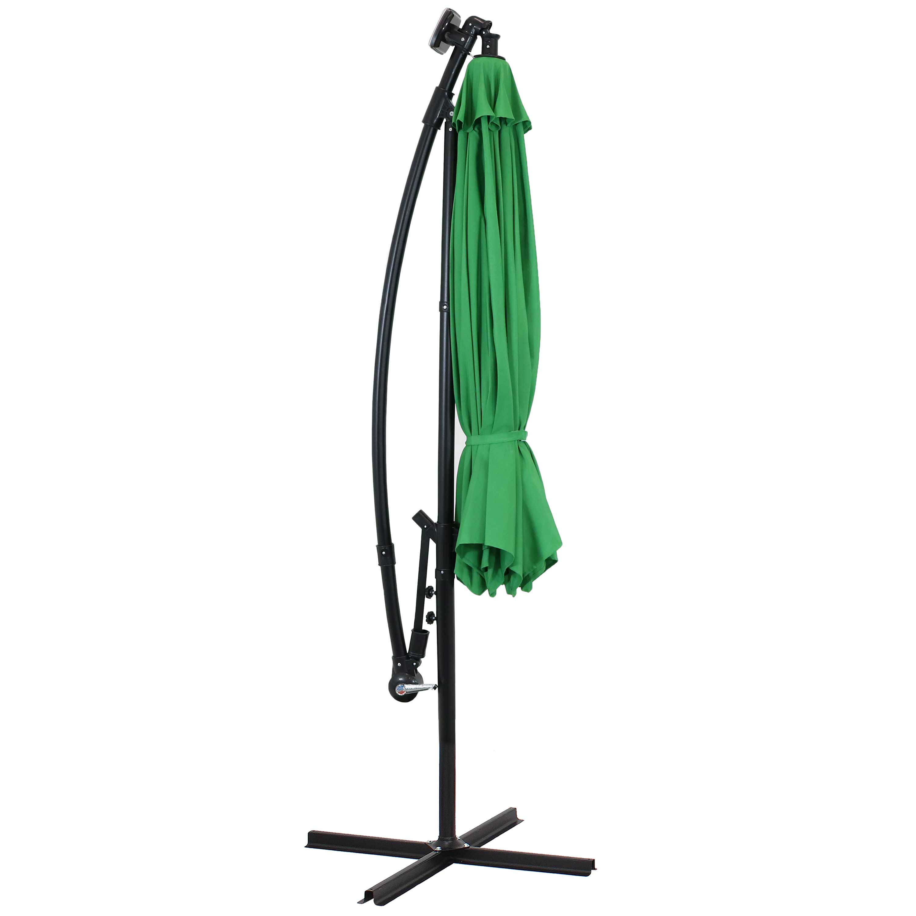 Alt View 9. Sunnydaze - 9.5 ft Solar Cantilever Offset Patio Umbrella - Emerald.